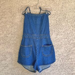 Denim strappy back romper from Urban Outfitters